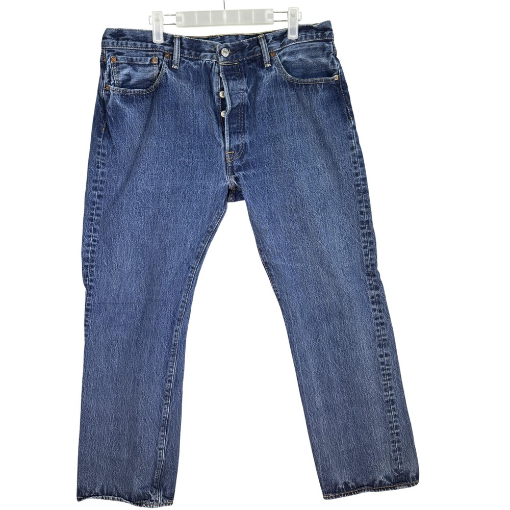 Levis 501 Jeans Mens 36x30 Blue Button Fly Straight Leg Denim Made Poland